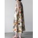 Women Plant Floral Print Sleeveless Loose Maxi Dress With Side Pocket