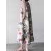 Women Plant Floral Print Sleeveless Loose Maxi Dress With Side Pocket