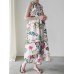 Women Plant Floral Print Sleeveless Loose Maxi Dress With Side Pocket