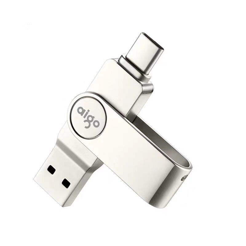 Aigo U356 256GB USB Flash Drive Type-C&USB3.1 Dual Metal Interface High Speed Pendrive Mini Portable Memory U Disk for Phone TV Laptop