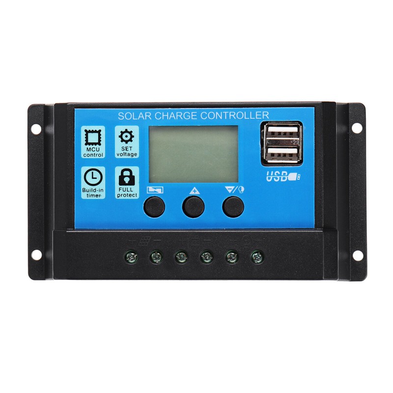 10/20/30/40/50A 12V/24V Light &Time Control Auto Adapte Solar Charge Controller Dual USB Port LED Indicator PWM Solar Controller