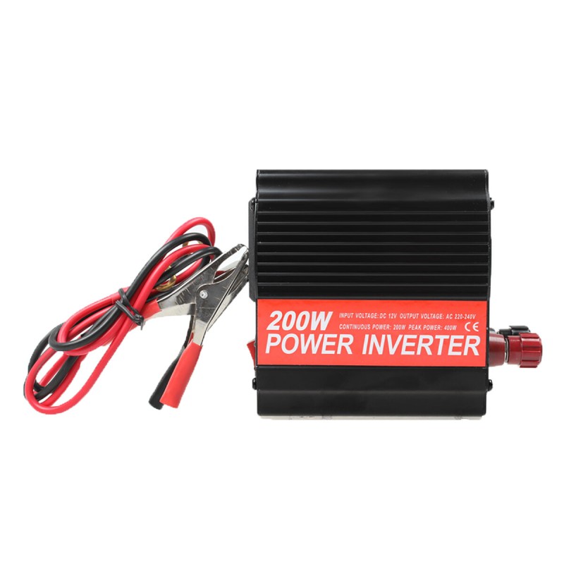 200W Car Inverter Al-Mg Alloy USB 5V/3.1A 12V to 110V Peak 300W Travel Essential for US Japan