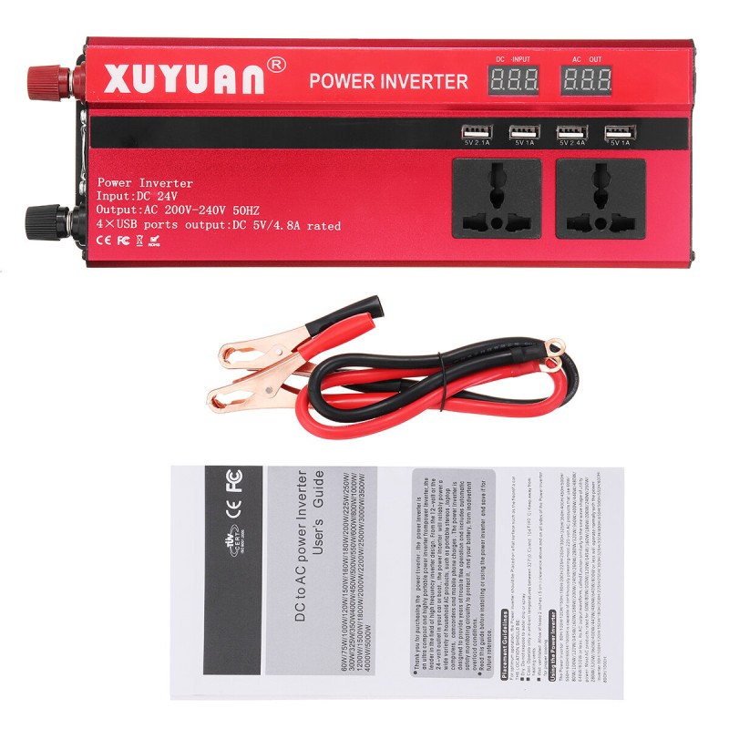 5000W 12V/24V DC to 110V/220V AC Solar Power Inverter LED Modified Sine Wave Converter Red