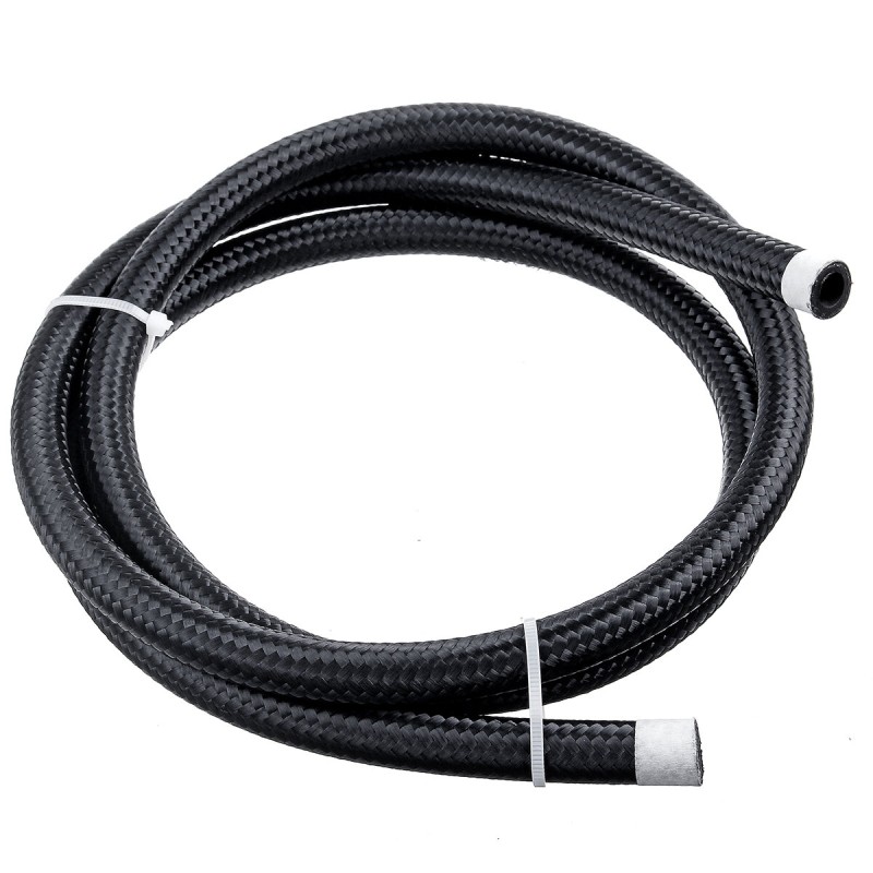 5FT AN4/AN6/AN8/AN10 Car Fuel Hose Oil Gas Line Nylon Stainless Steel Braided Black