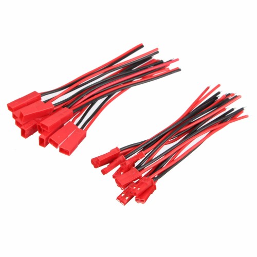 Excellway® 10 Pairs 2 Pins JST Male & Female Connectors Plug Cable Wire Line 110mm Red