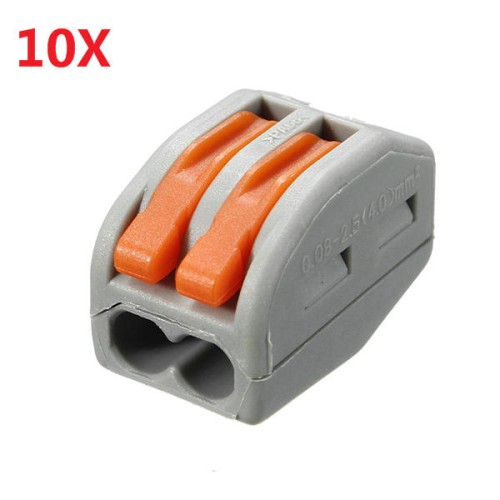 Excellway® ET20 10Pcs 2 Pins Spring Lever Terminal Block Electric Cable Wire Connector