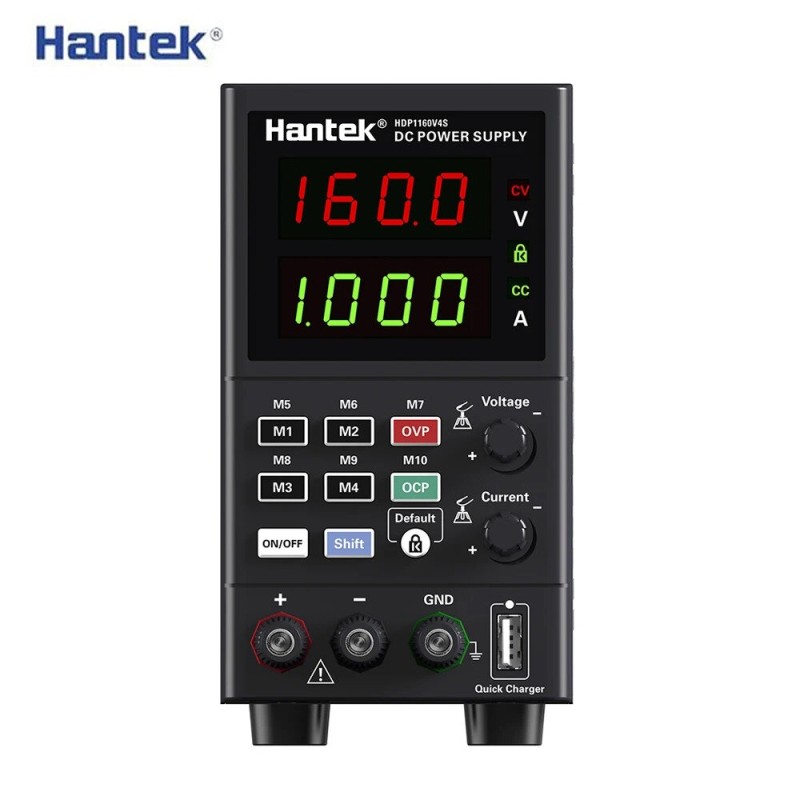 Hantek HDP1160V4S DC Power Supply Four-Digit Display Versatile USB Charging Over Protection Safety Features 0~160V/0~8A Output Perfect for Electronics Testing and Repairing