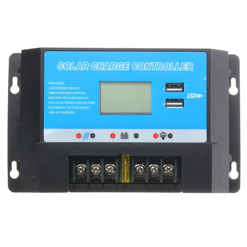 LCD 20A 12/24V Solar Charge Controller Regulator with USB Port