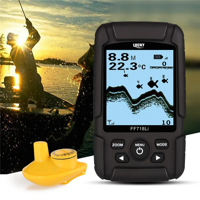 LUCKY HD Wireless Fish Finder 125Khz Dual Sonar Frequency 180M Detection Depth Alarm Detector for Fishing