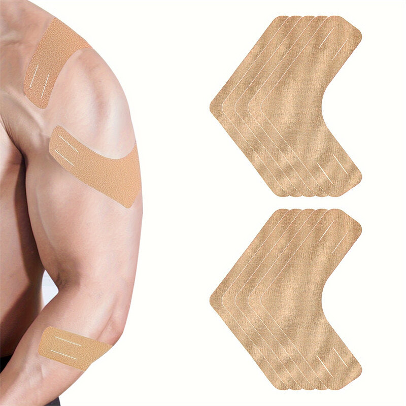 10Pcs Elastic Kinesiology V Tape Breathable Muscle Support Adhesive Elastic Sports Tape for Knees Shoulder Joint Discomfort Relief