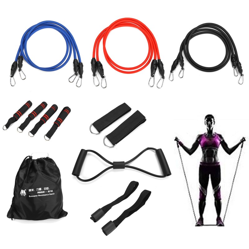 16PCS Men Home Resistance Bands Set Fitness Rubber Tubes Stretch Training Yoga Elastic Pull Rope