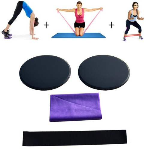 3Pcs/Set Yoga Gliding Sliding Plate Elastic Band Resistance Bands Set Fitness Hip Muscle Training Yoga Kits