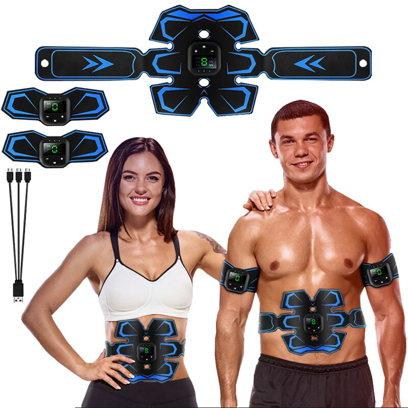 Electric EMS Muscle Trainer 6 Modes EMS Abdominal Massage LED Display Home Office Fitness Abs for Arm Back Foot Training