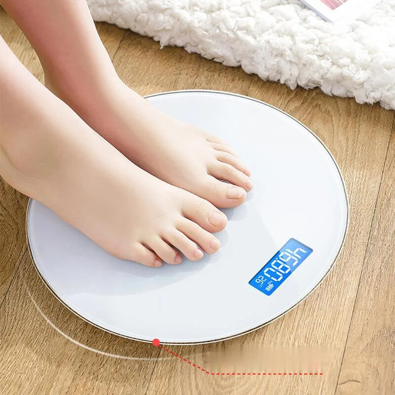 Household Electronic Scale Intelligent Automatic shut-down LCD Display USB Rechargeable Accurate  Round Scale Body Scale for Health Fat Loss Measuring
