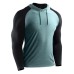 TENGOO Men's Hooded Quick-drying Sports Shirt Breathable Elastic Long Sleeve Fitness Tank Top for Outdoor Basketball Running Training