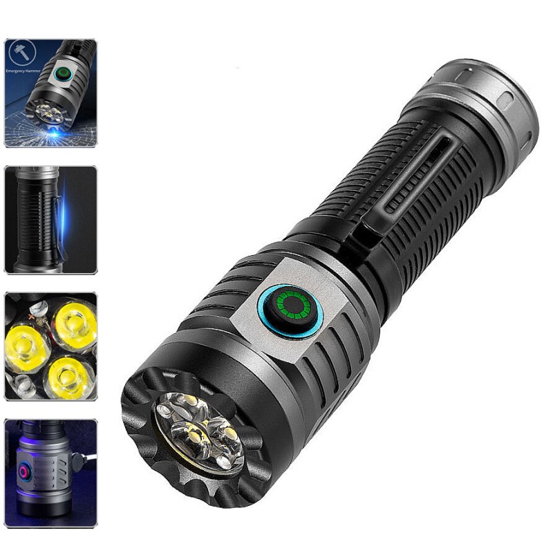 3* XHP360 LED 2500LM Flashlight 18650 Powerful Torch Type-C Fast Charging Lamp High Power LED Flashlight Strong Lanterna Camping Olight Work Light Outdoor Lighting