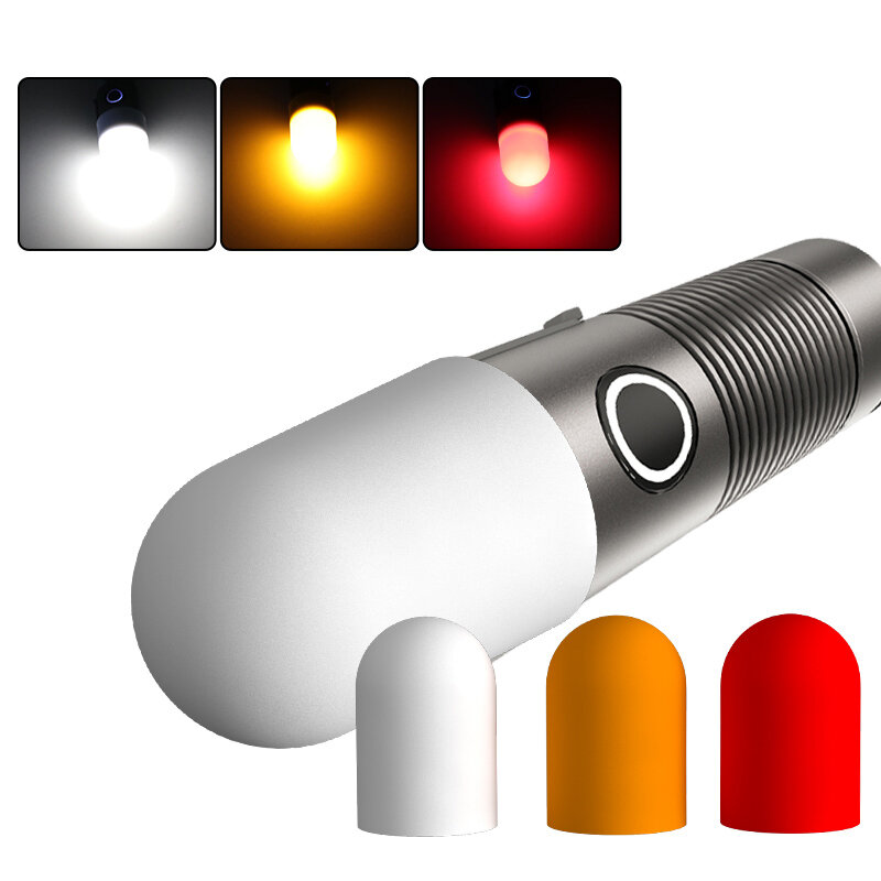 3*XPG Bright EDC Flashlight With Diffuser Lampshades Type-C Rechargeable Endless Dimming Mini Portable LED Torch Small Steel Flashlight