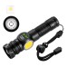 800LM LED COB LCD Screen Digital Display 18650 Flashlight with Battery USB Rechargeable Zoomable Strong Light LED Torch Tail Magnet Cob Side Light Outdoor Camping Lamp