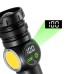 800LM LED COB LCD Screen Digital Display 18650 Flashlight with Battery USB Rechargeable Zoomable Strong Light LED Torch Tail Magnet Cob Side Light Outdoor Camping Lamp