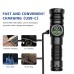 800LM LED COB LCD Screen Digital Display 18650 Flashlight with Battery USB Rechargeable Zoomable Strong Light LED Torch Tail Magnet Cob Side Light Outdoor Camping Lamp