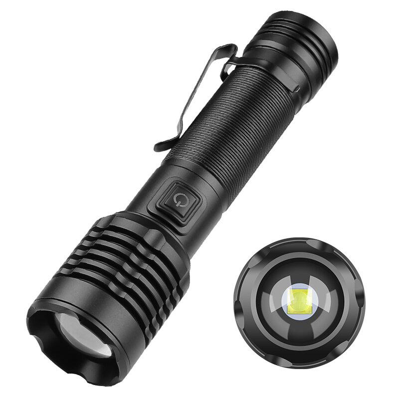 800LM XHP50 LED Powerful Flashlight Type-C Rechargeable Zoomable Flash Light Power By 18650/3*AAA Battery High Power Led Flashlight Tactical Lantern Long Range Torch