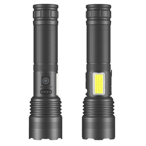 High Power XHP70 Rechargeable LED Flashlight Side Light COB Red And White Light Waterproof Torch Telescopic Zoom USB Hand Lantern For Camping Outdoor Emergency Use