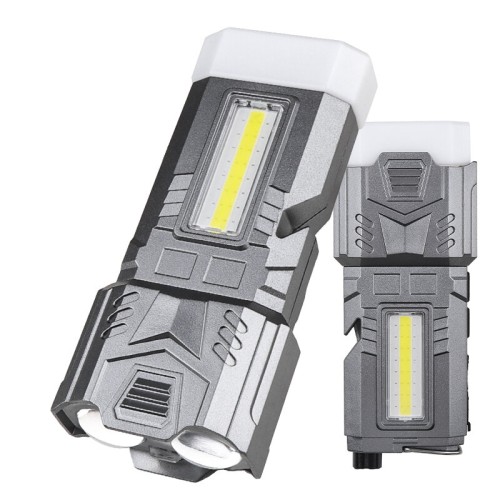 LED+COB Multifunctional Strong Flashlight 1800mAh Type-C Charging Repair Light Emergency Rope Snipper Window Breaker Zoomable Camping Lamp Magnetic Flashlight for Camping, Hunting, Fishing, Climbing
