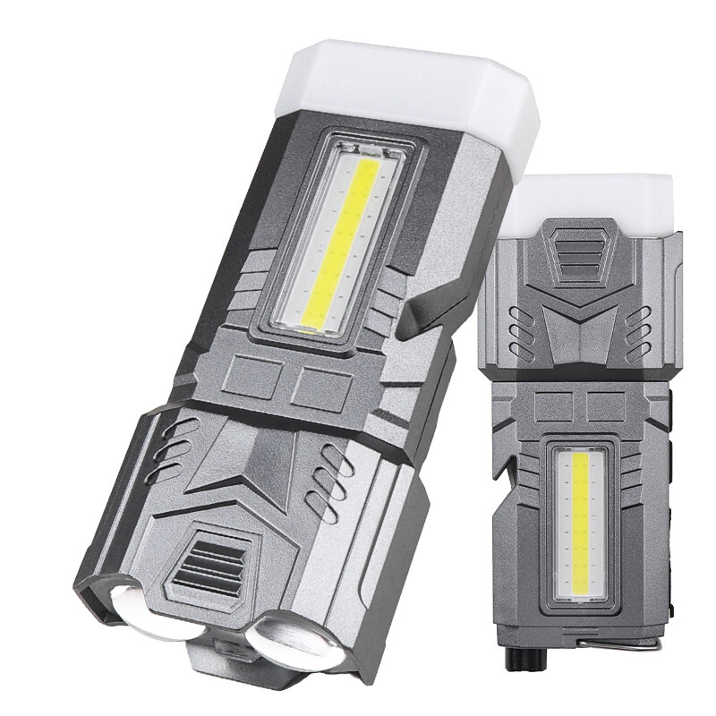 LED+COB Multifunctional Strong Flashlight 1800mAh Type-C Charging Repair Light Emergency Rope Snipper Window Breaker Zoomable Camping Lamp Magnetic Flashlight for Camping, Hunting, Fishing, Climbing