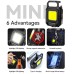 Mini LED Flashlight Keychain Light Double COB Lights  with Magnet Built-in Battery USB Rechargeable Work Lights