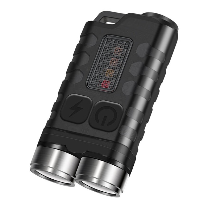 V3 Mini Keychain Flashlight Dual LED Head Type C Charging IP65 Waterproof 900LM Small Keyring Rechargeable Torch Light