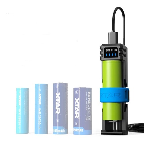 XTAR SC1 PLUS Single-Slot Battery Charger QC PD USB C 3A Fast Charging 21700 26650 26800 18650 NiMH Batteries 10W Power Bank
