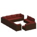 12-piece Lounge set with cushions poly rattan brown