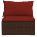 12-piece Lounge set with cushions poly rattan brown