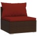 12-piece Lounge set with cushions poly rattan brown