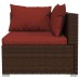 12-piece Lounge set with cushions poly rattan brown