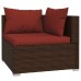 12-piece Lounge set with cushions poly rattan brown