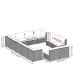 12-piece Lounge set with cushions poly rattan brown