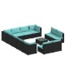 13-piece Lounge set with cushions poly rattan black