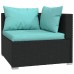 13-piece Lounge set with cushions poly rattan black