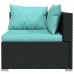 13-piece Lounge set with cushions poly rattan black