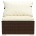 14-piece Lounge set with cushions poly rattan brown