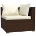 14-piece Lounge set with cushions poly rattan brown