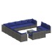 14-piece Lounge set with cushions poly rattan gray