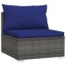 14-piece Lounge set with cushions poly rattan gray