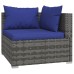 14-piece Lounge set with cushions poly rattan gray