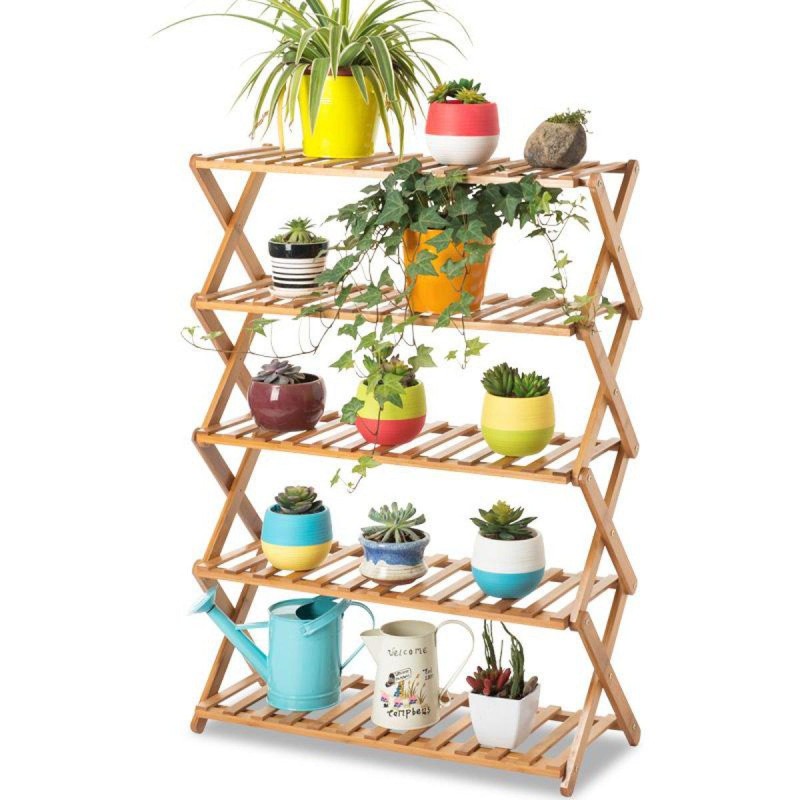 2/3/4/5 Tier Foldable Flower Pot Plant Stand Planter Display Rack Shelf Organizer Garden Balcony