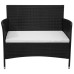 2 Piece Garden Lounge Set with Cushion Poly Rattan Black