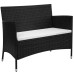 2 Piece Garden Lounge Set with Cushion Poly Rattan Black