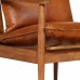 Armchair Brown Real Leather with Acacia Wood