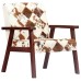 Armchair genuine goat leather white and brown